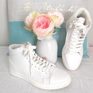 Aldo white high top sneakers vegan pleather lace up